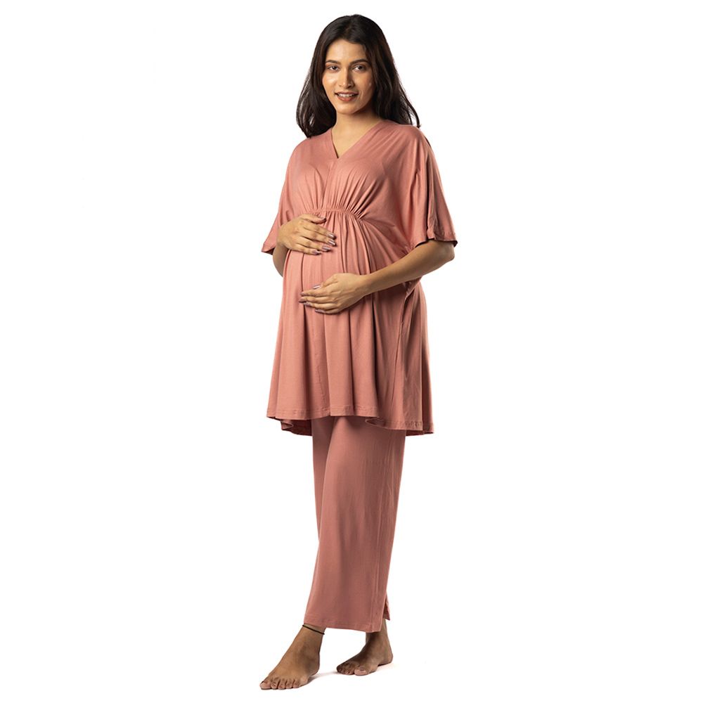 Block Hop - Maternity Kaftan Top - Old Rose