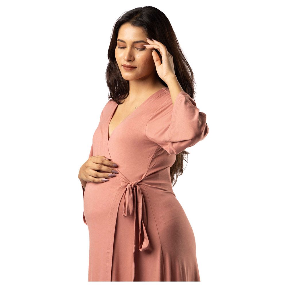 Block Hop - Maternity Wrap Gown - Old Rose