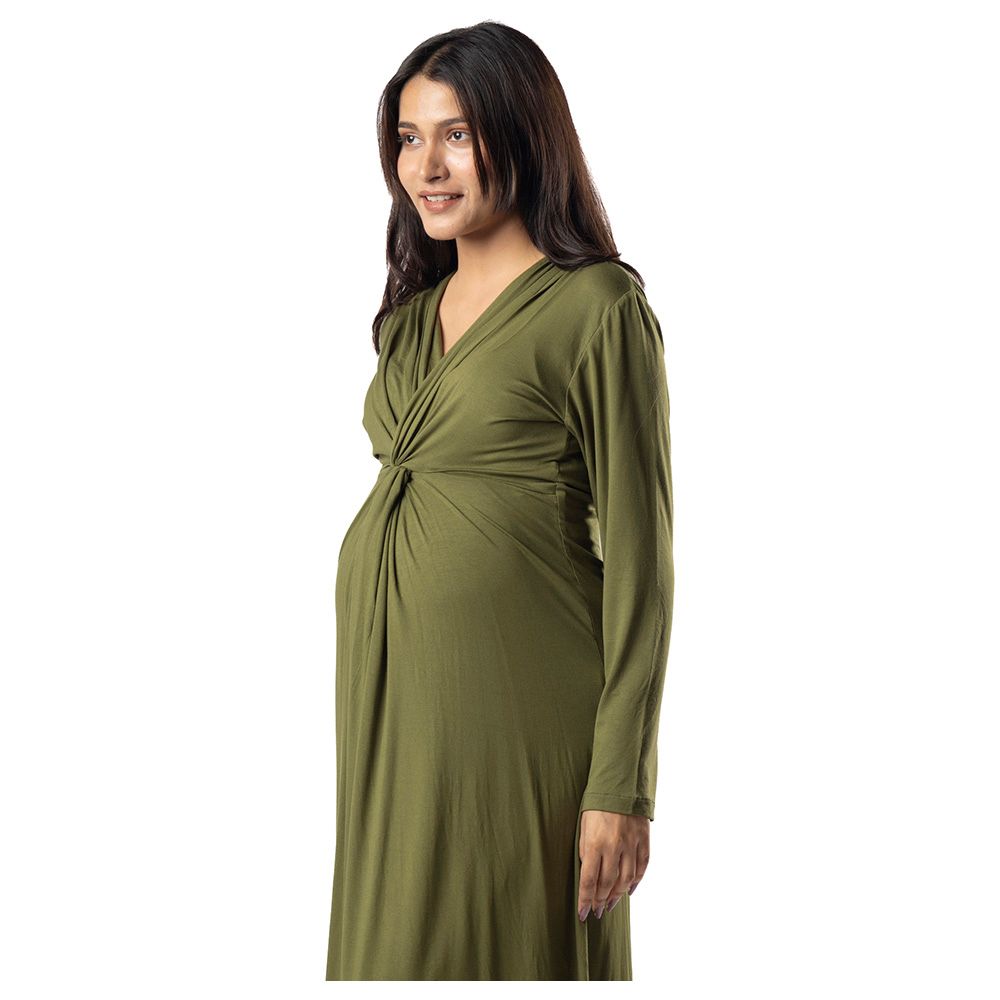 Block Hop - Knotted Dress - Olive