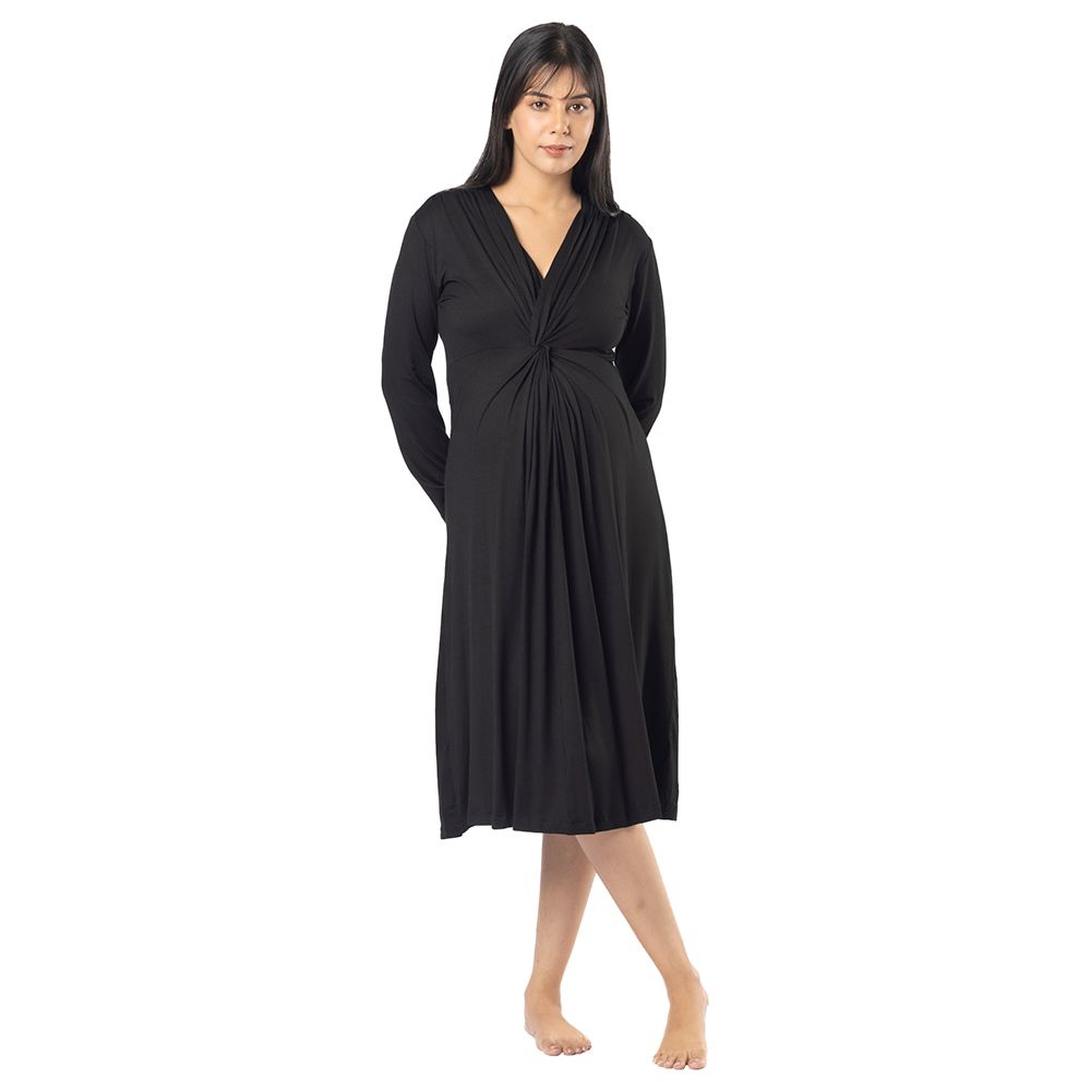 Block Hop - Knotted Dress - Black