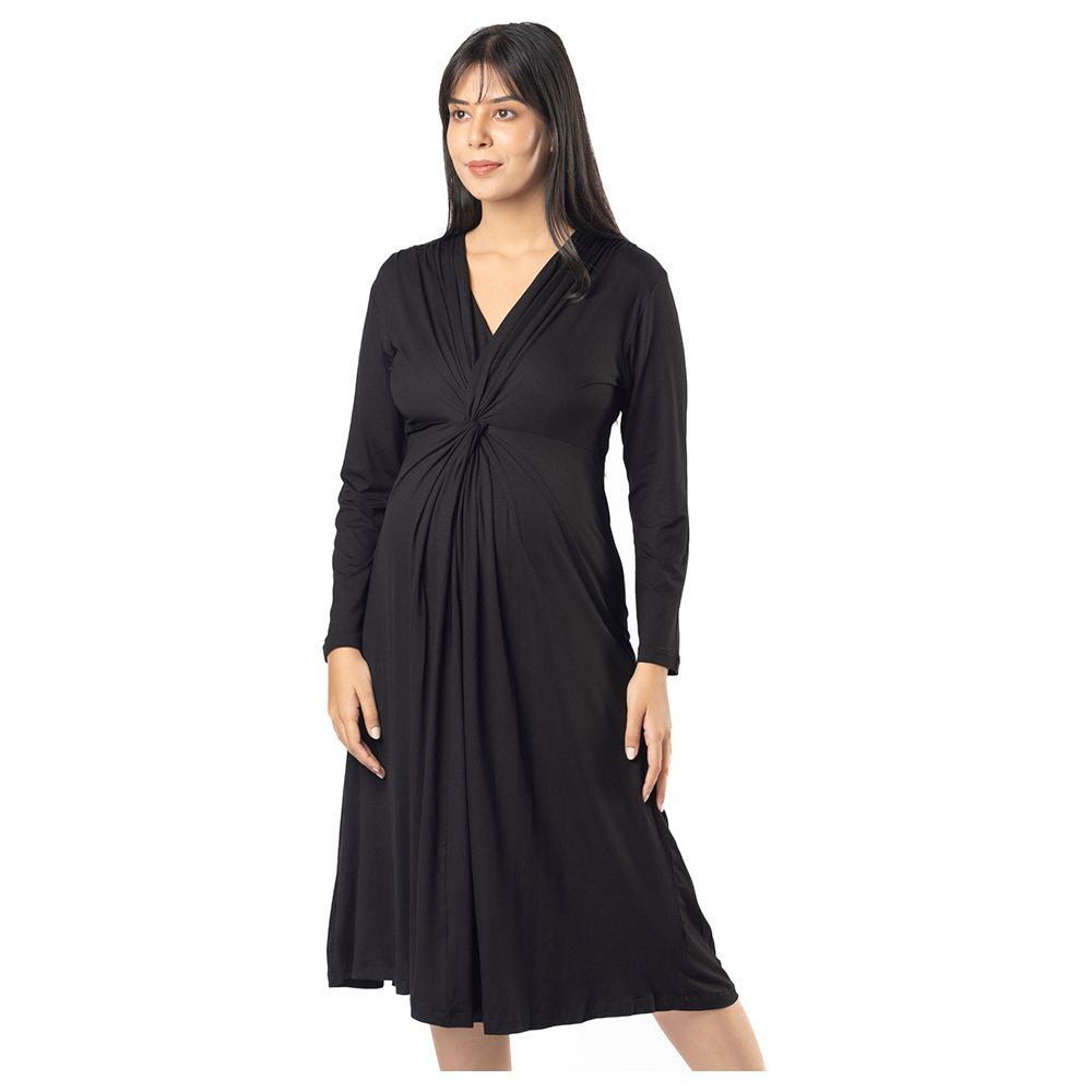 Block Hop - Knotted Dress - Black