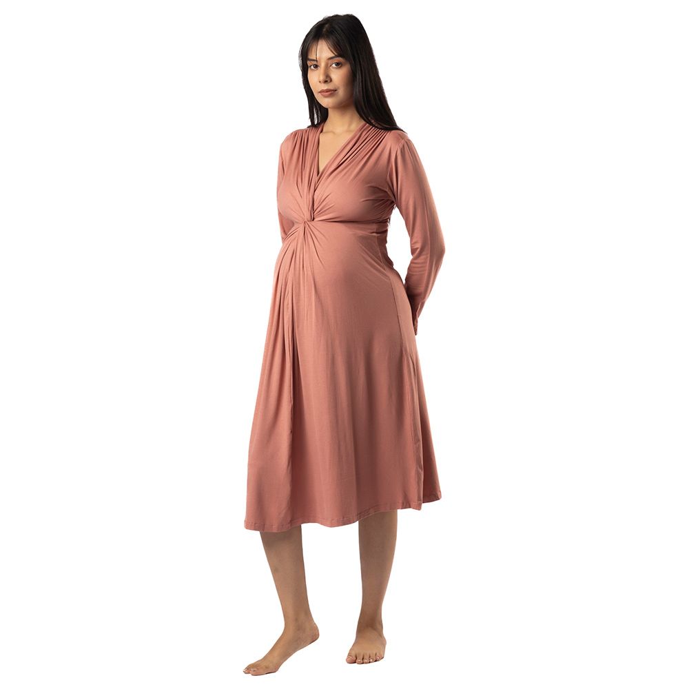 Block Hop - Knotted Dress - Old Rose