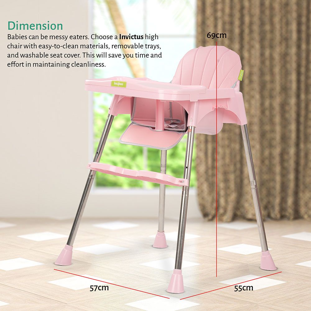 Baybee - 2-In-1 Invictus Baby High Chair - Pink