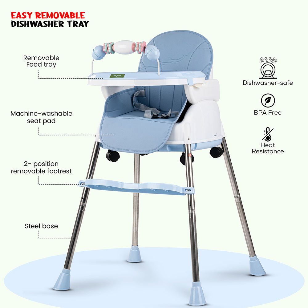 Baybee - 4-In-1 Nora Convertible Baby High Chair - Blue