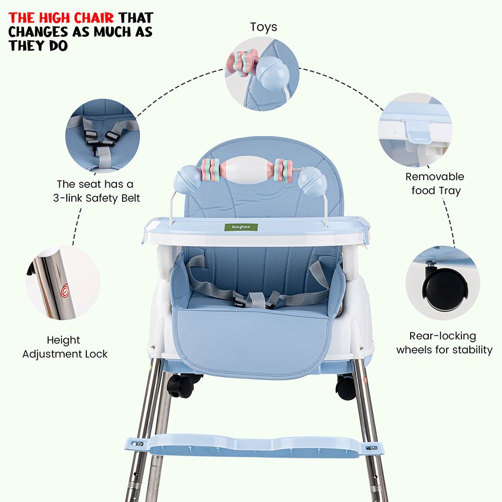 Baybee - 4-In-1 Nora Convertible Baby High Chair - Blue