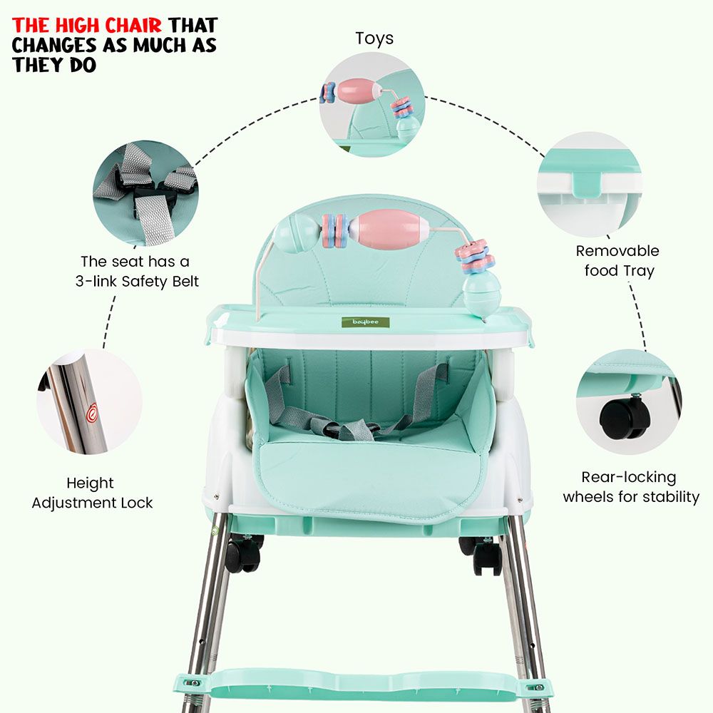 Baybee - 4-In-1 Nora Convertible Baby High Chair - Green