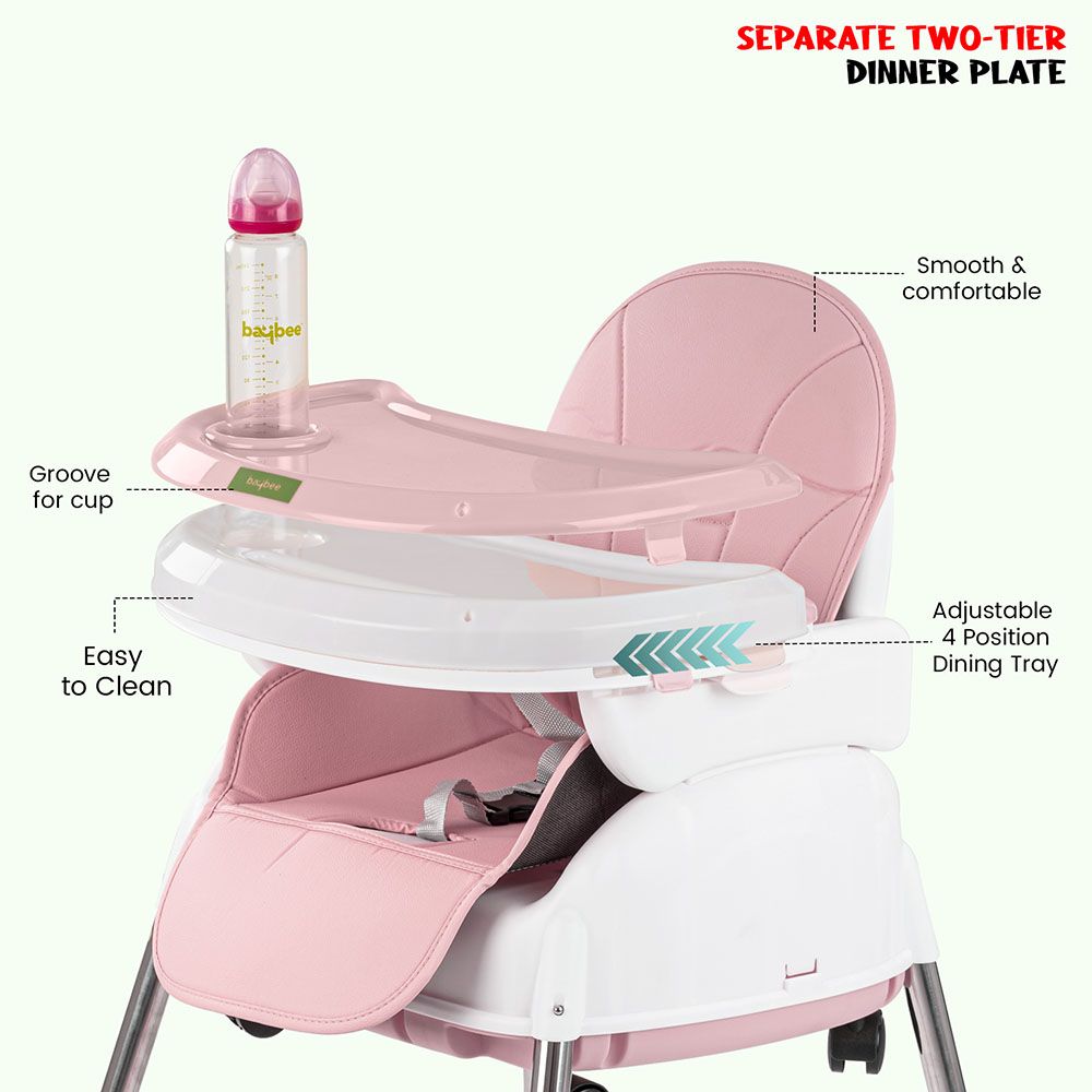 Baybee - 4-In-1 Nora Convertible Baby High Chair - Pink