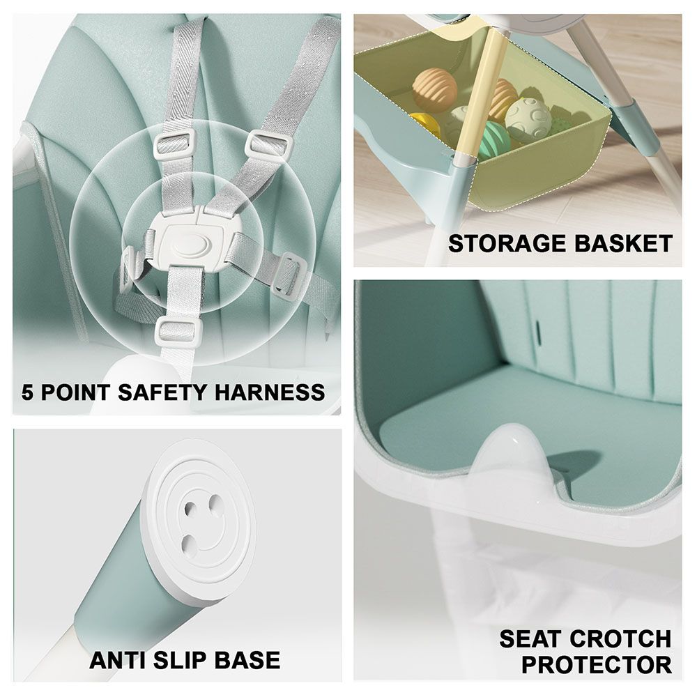 Baybee - 3-In-1 Iris Convertible Baby High Chair - Green