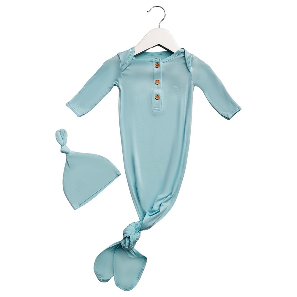 Anvi Baby - Knotted Gown & Beanie Set - Soft Sage