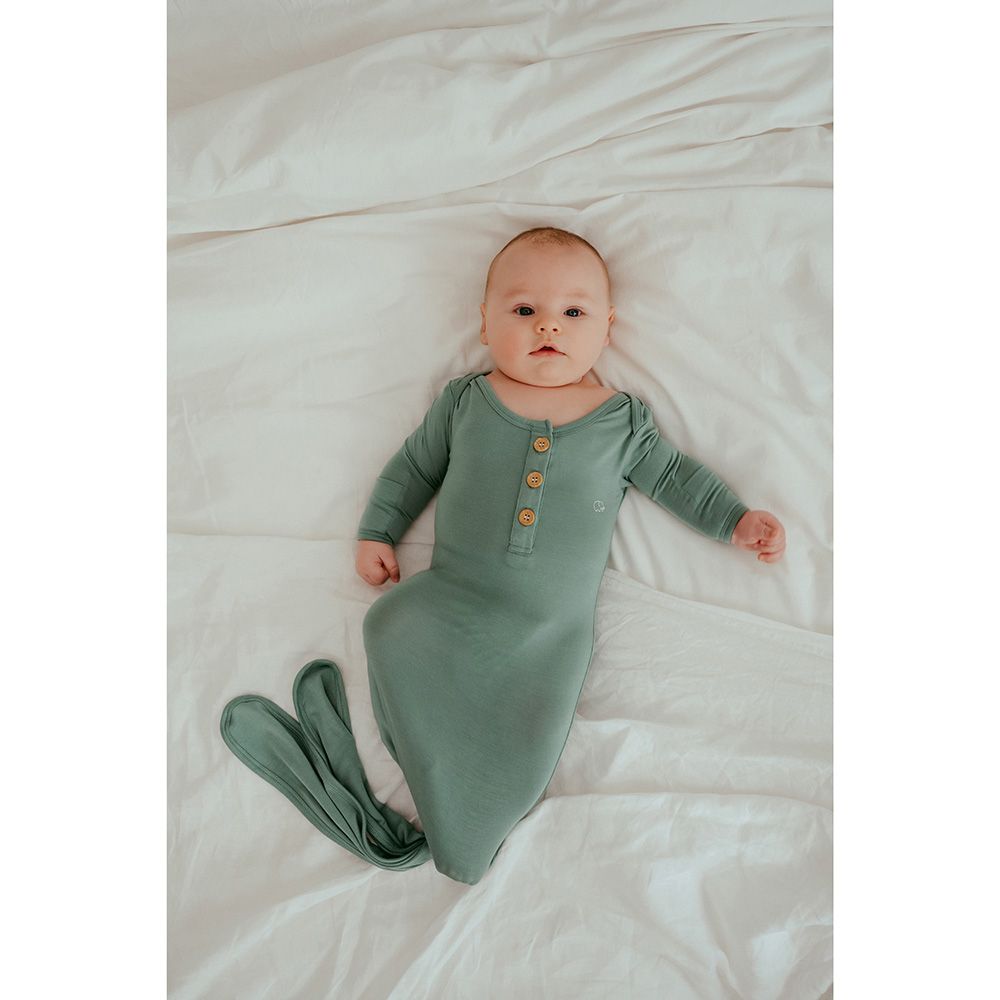 Anvi Baby - Knotted Gown & Beanie Set - Soft Sage