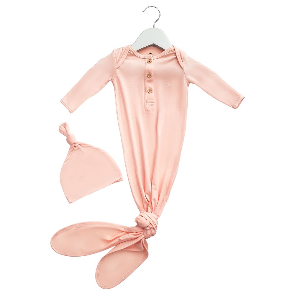 Anvi Baby - Knotted Gown & Beanie Set - That's Peachy