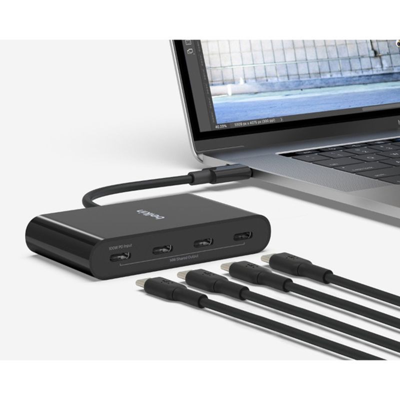 Belkin - USB-C To 4-Port USB-C Hub - Black