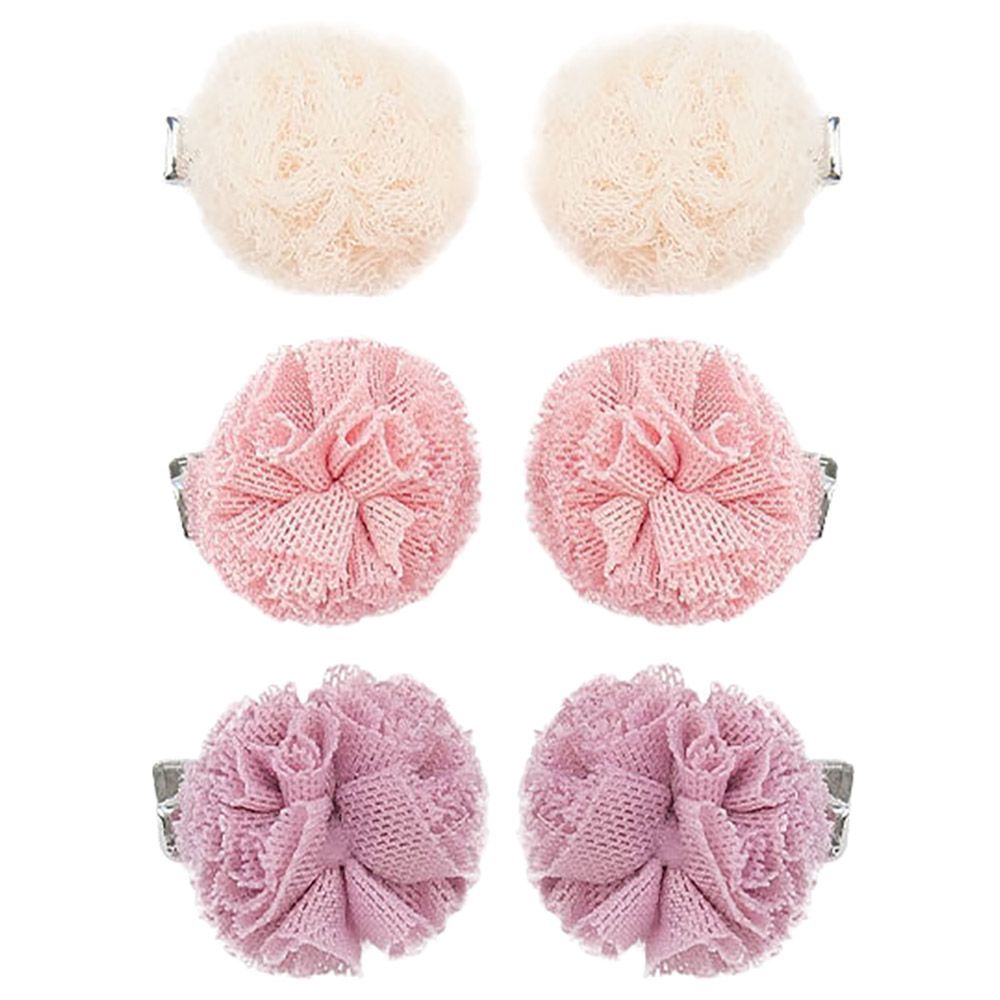 Billy Loves Audrey - Pom Pom Hair Clips Coco - Rose Petal/Fog - 6pcs