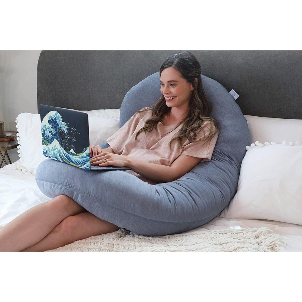 Pharmedoc - C Shape Full Body Pregnancy Pillow w/ Cooling Cover - Grey