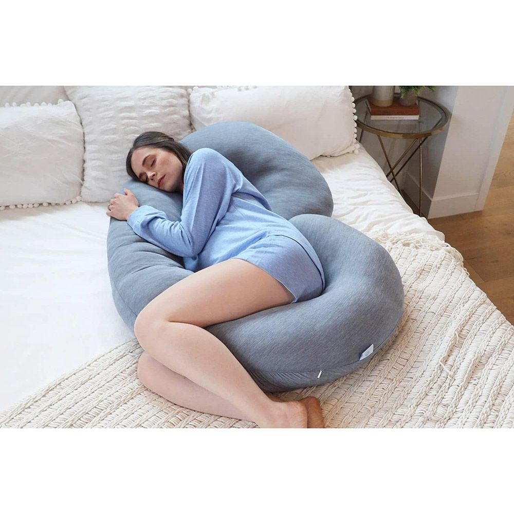 Pharmedoc - C Shape Full Body Pregnancy Pillow w/ Cooling Cover - Grey