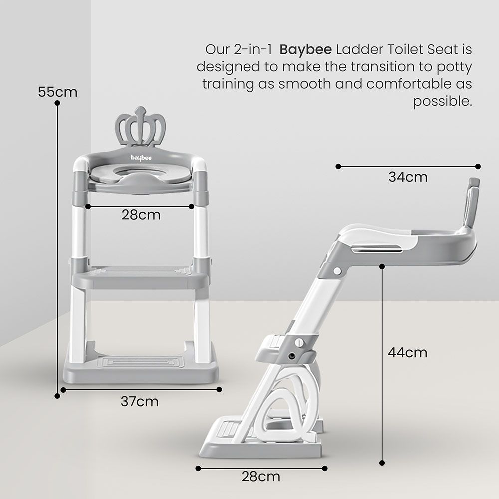 Baybee - Crown Western Toilet Potty Seat For Kids - Grey