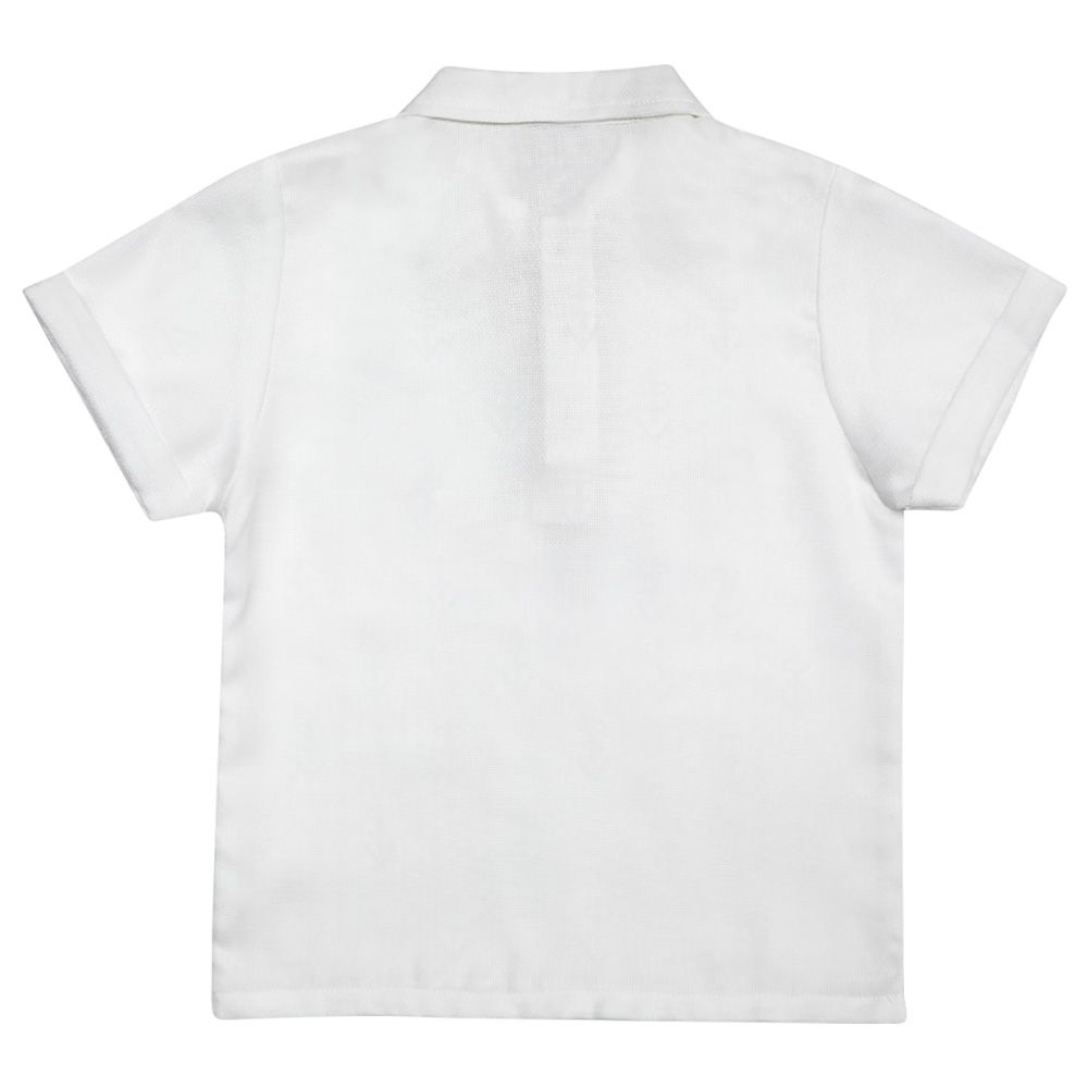 Jules & Juliette - Brandan Baby Polo T-Shirt - White Blue Buttons