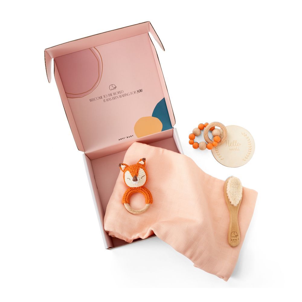 Anvi Baby - 5pc Set - Newborn Gift Set - Fox