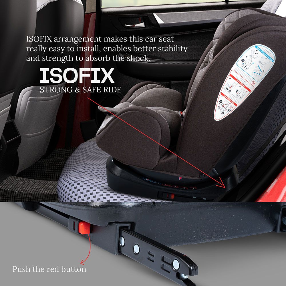 Baybee - Convertible Baby Car Seat w/ Isofix - Grey