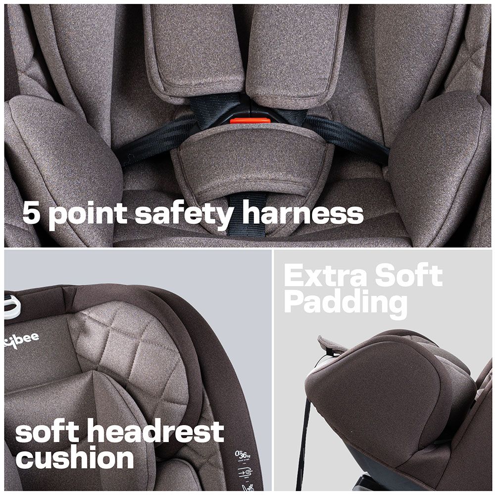 Baybee - Convertible Baby Car Seat w/ Isofix - Grey