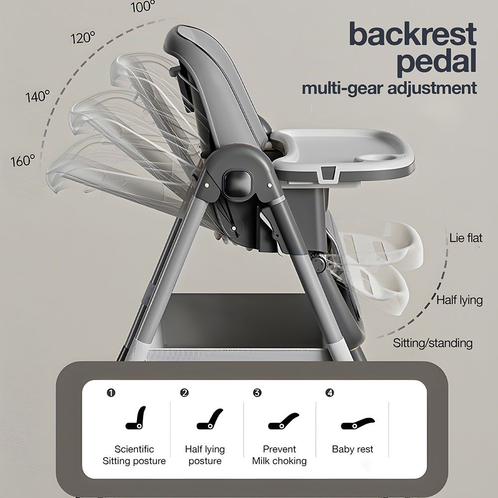 Baybee - 3-In-1 Convertible Baby High Chair - Grey