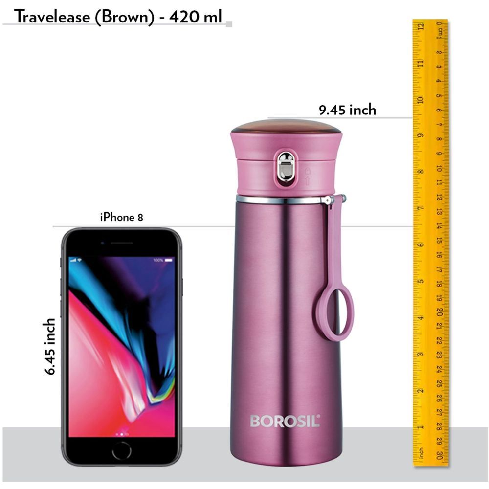 Borosil - Travelease Vacuum Insulated Flask - Purple - 420 ml