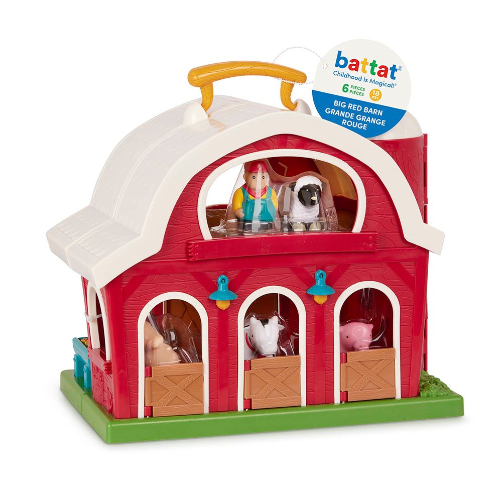 Battat - Big Barn Farm Playset - Red - 6pcs