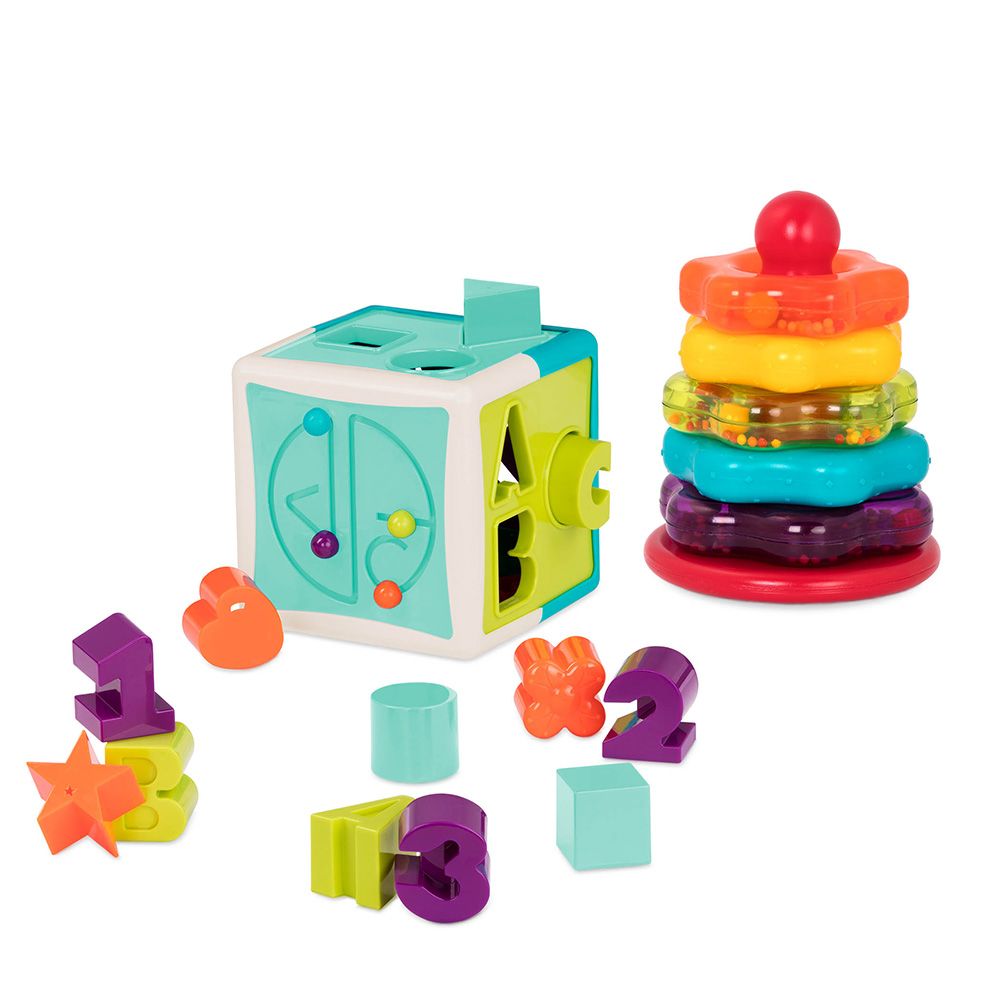 Battat - Shape Sorter And Stacking Rings Combo Set