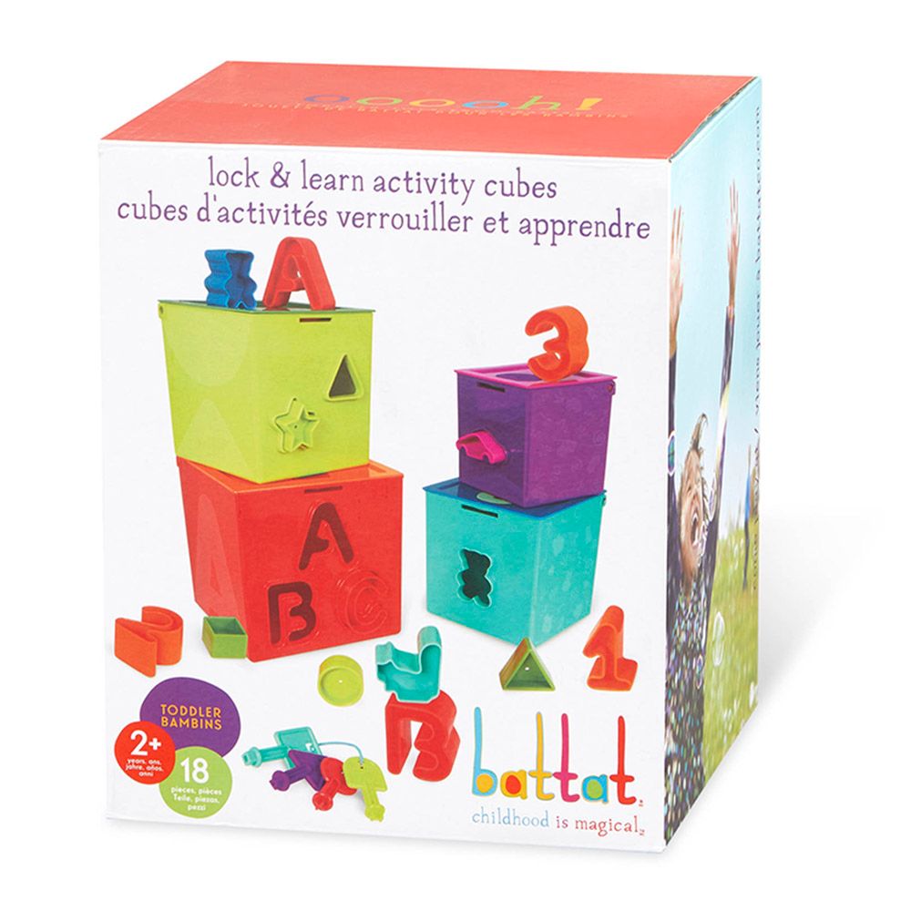 Battat - Lock And Learn Activity Cubes - 18pcs