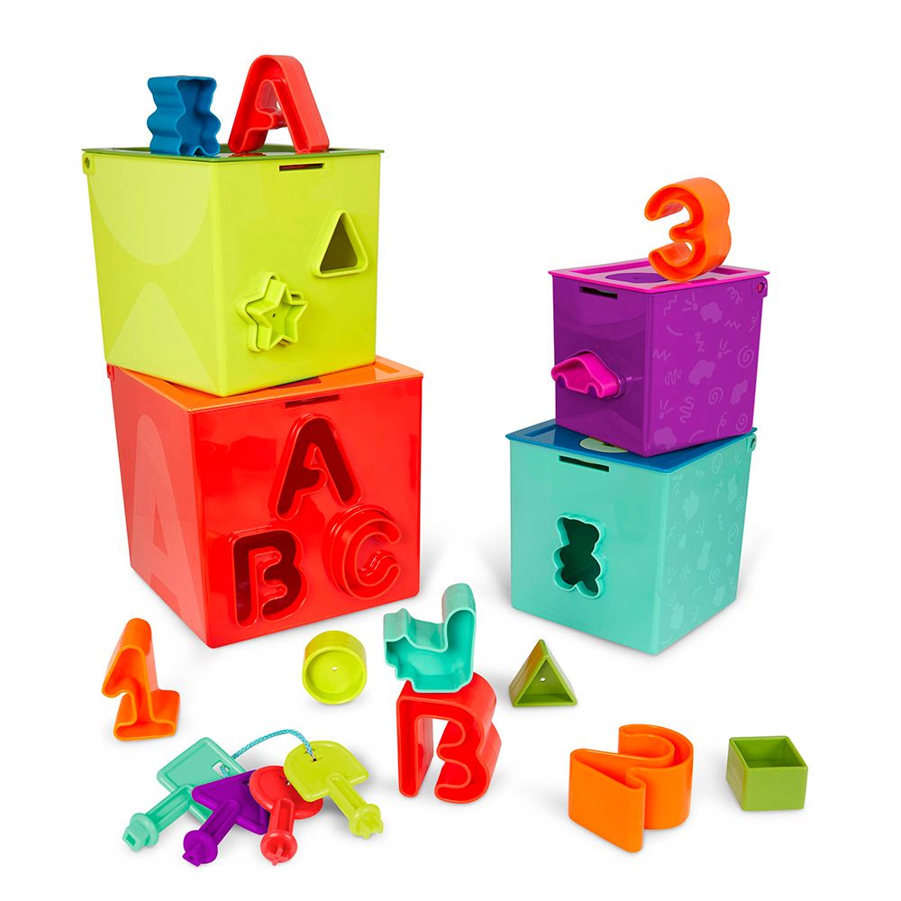 Battat - Lock And Learn Activity Cubes - 18pcs