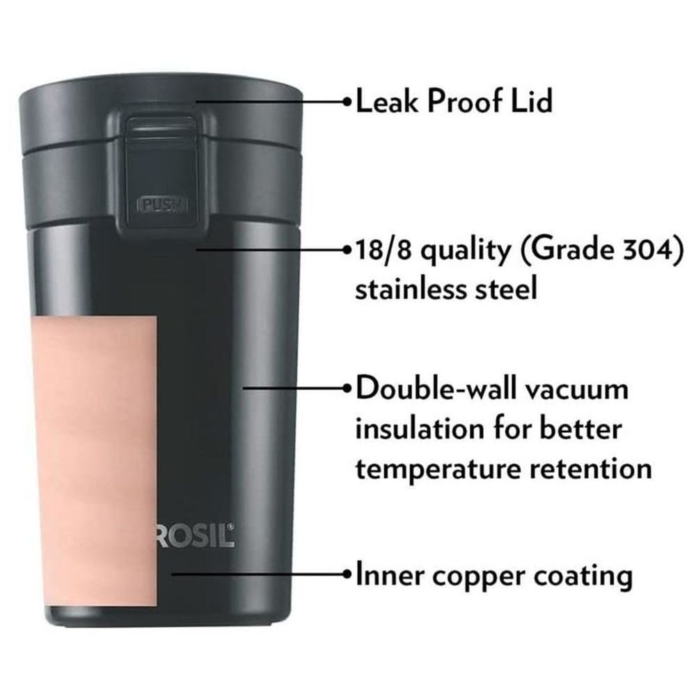 Borosil - Coffeemate Vacuum Insulated Mug - Black - 300 ml