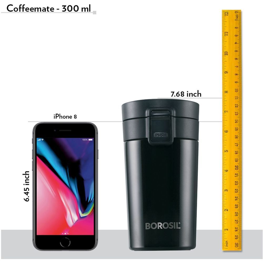 Borosil - Coffeemate Vacuum Insulated Mug - Black - 300 ml