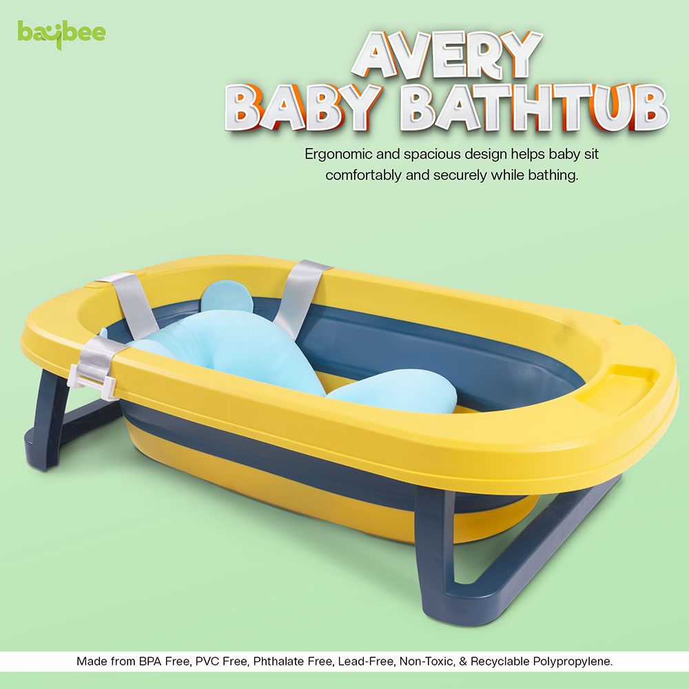 Baybee - Avery Foldable Baby Bath Tub For Kids - Yellow