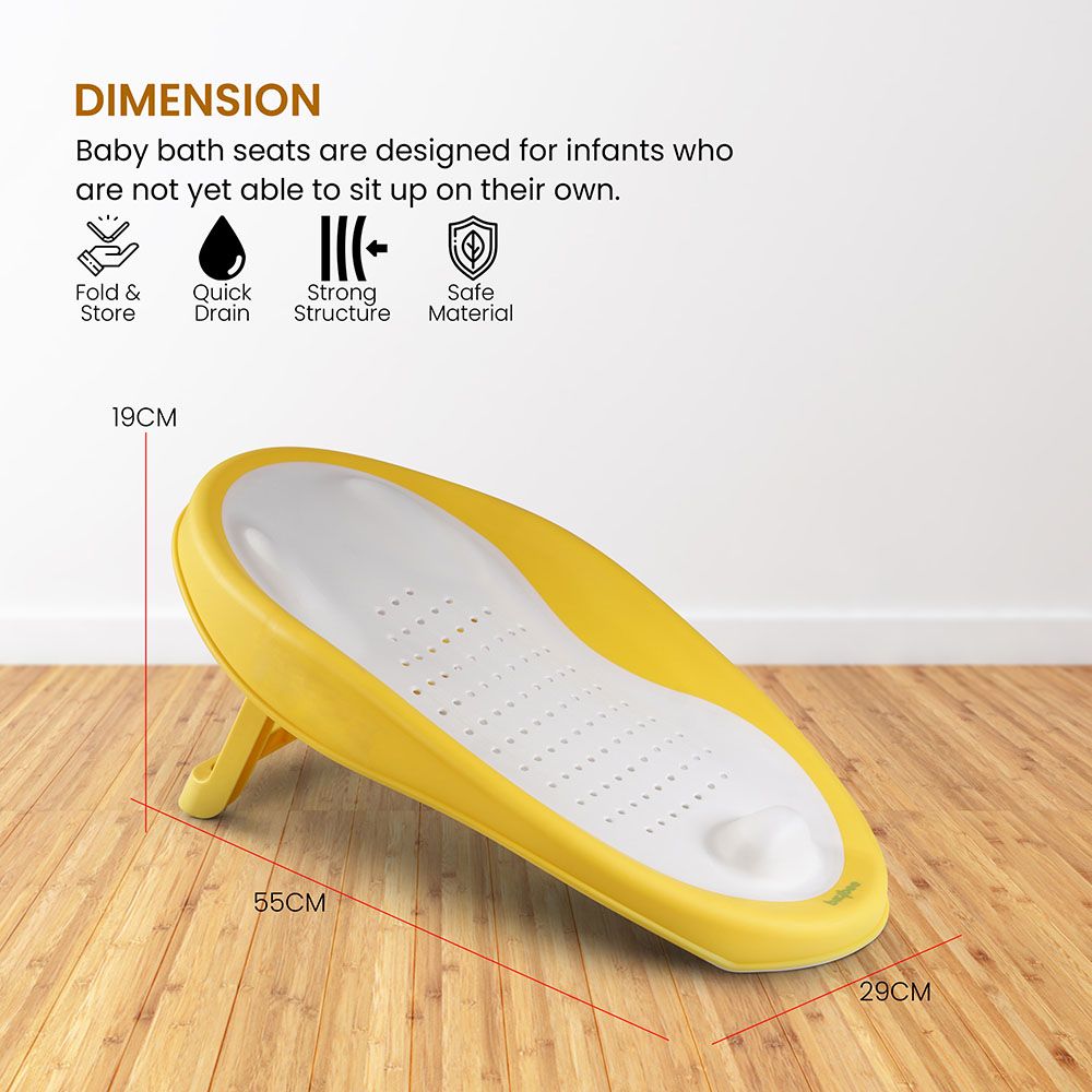 Baybee - Dusa Foldable Baby Bath Tub Seat For Kids - Yellow