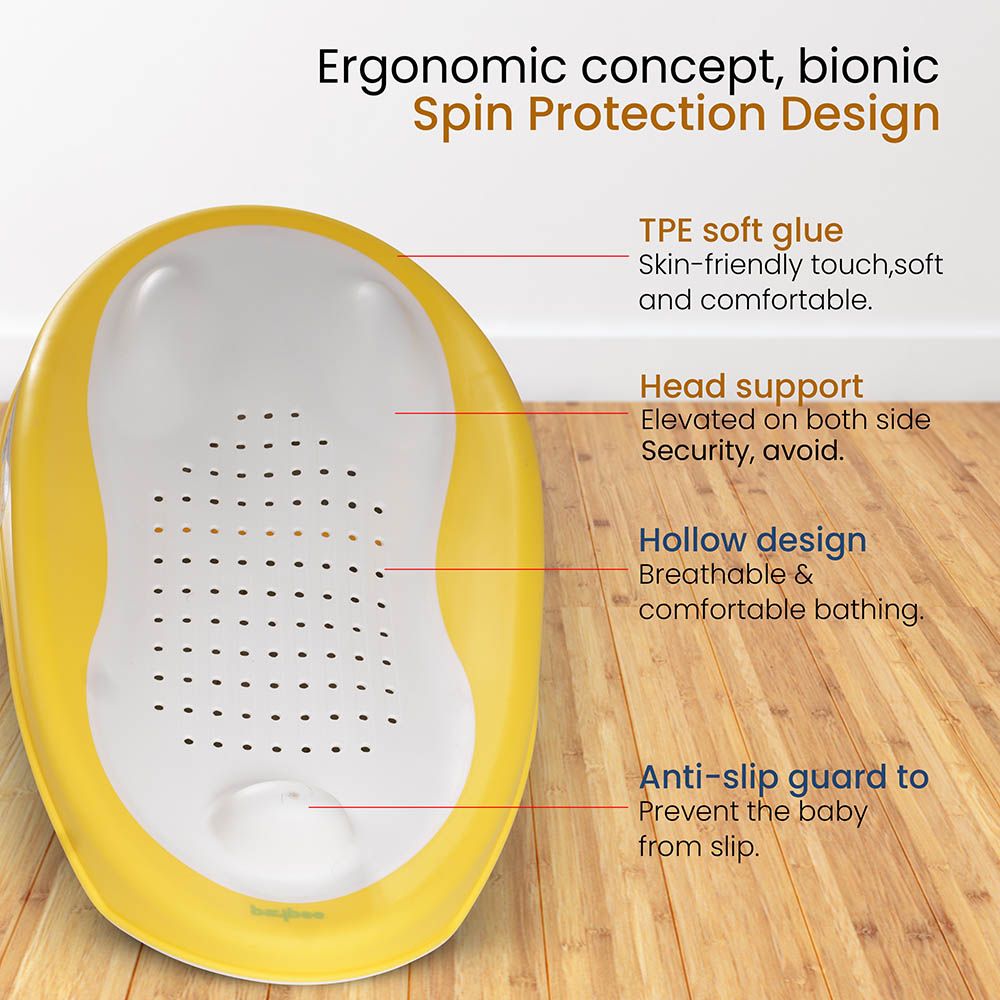 بايبي - كرسي استحمام للأطفال قابل للطي دوسا - أصفر