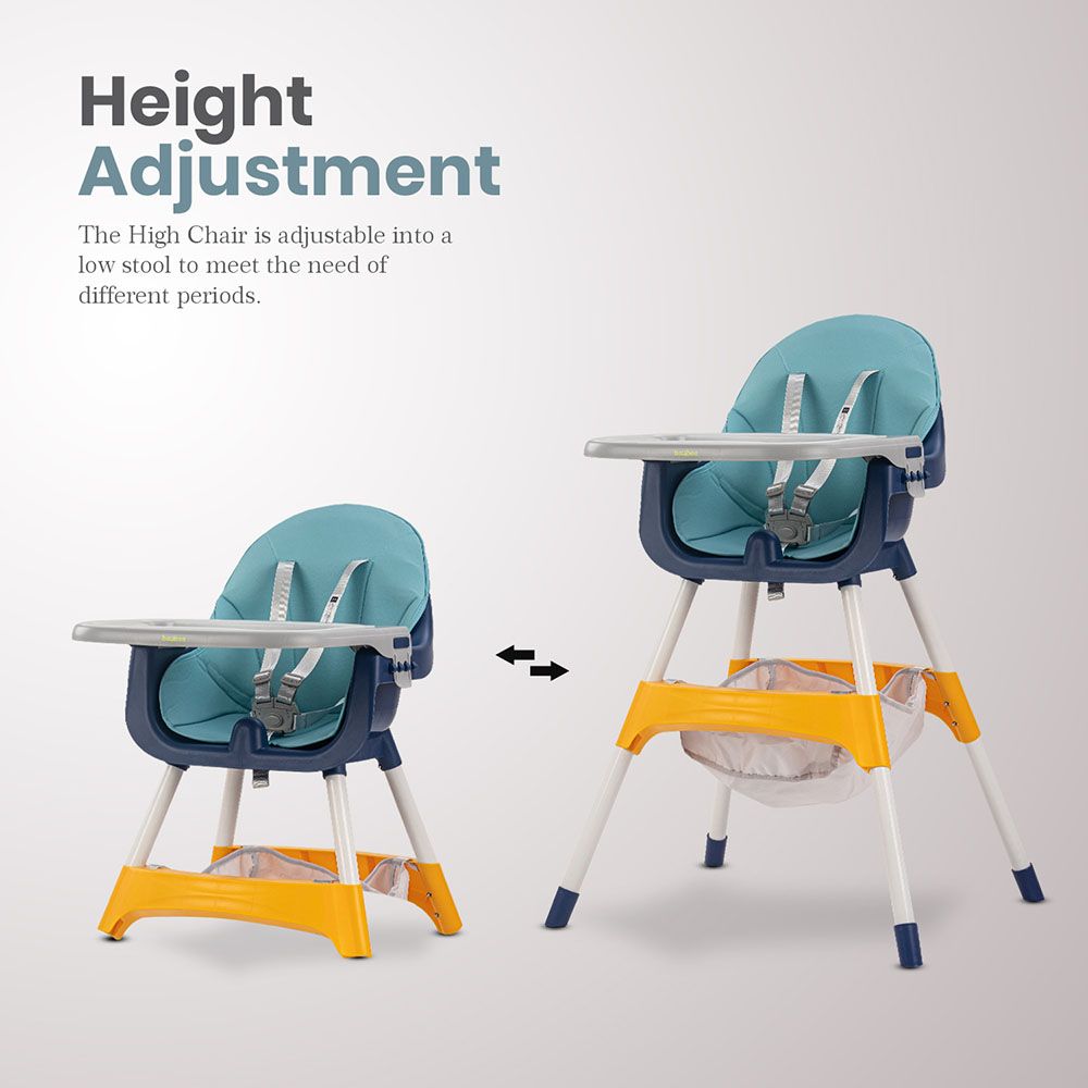 Baybee - 2-In-1 Manta Adjustable Height Baby High Chair - Blue