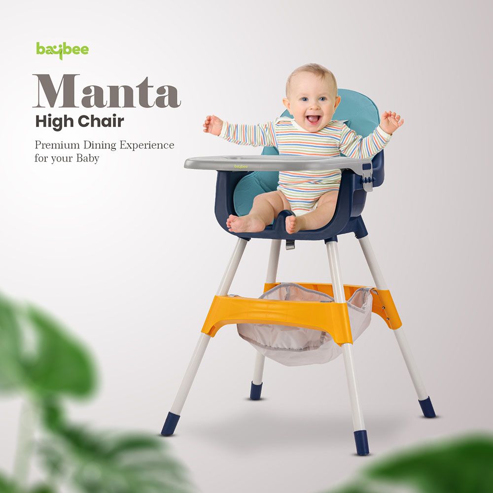 Baybee - 2-In-1 Manta Adjustable Height Baby High Chair - Blue