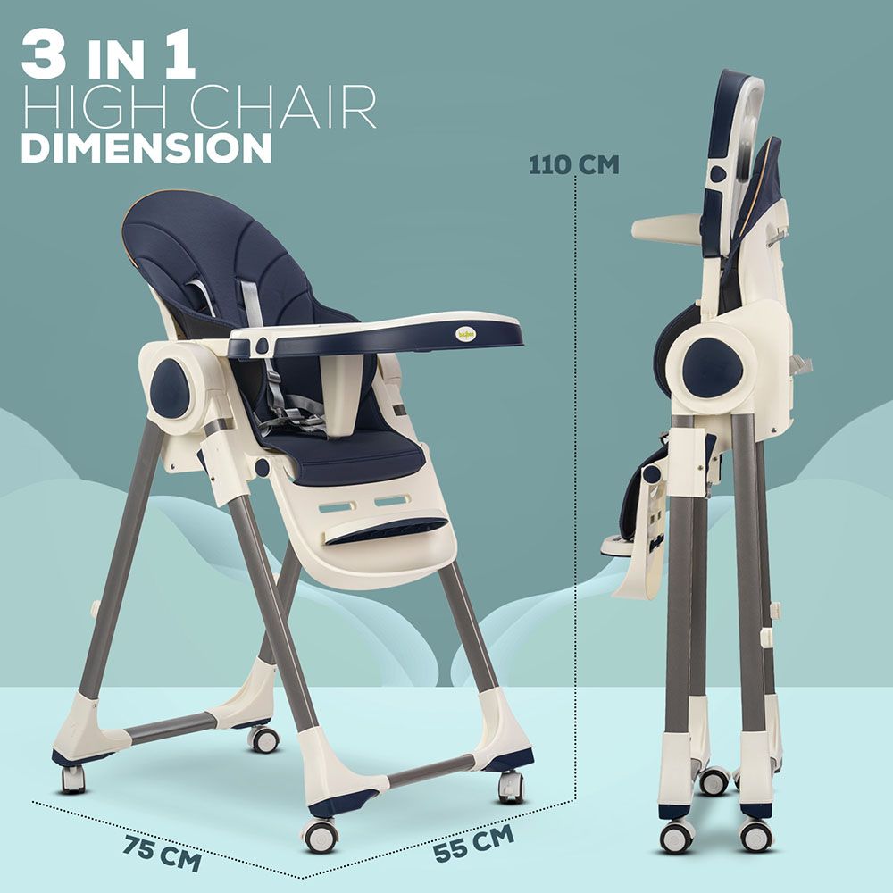 بايبي - كرسي طعام للأطفال قابل للتحويل امبيريا 3 في 1 - أزرق