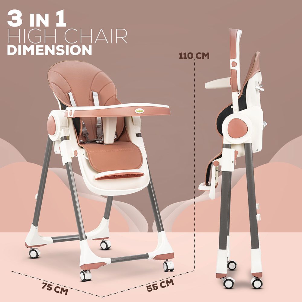 بايبي - كرسي طعام للأطفال قابل للتحويل امبيريا 3 في 1 - زهري
