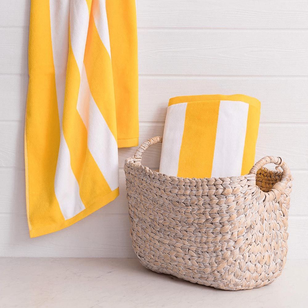 BYFT - Petunia Cabana Striped Cotton Pool Towel - Yellow/White - 2pcs