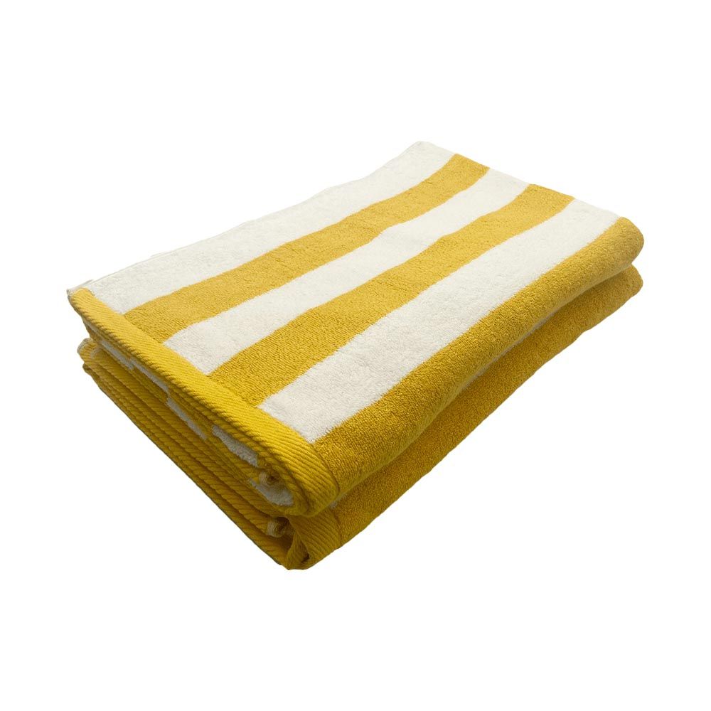 BYFT - Petunia Cabana Striped Cotton Pool Towel - Yellow/White - 2pcs