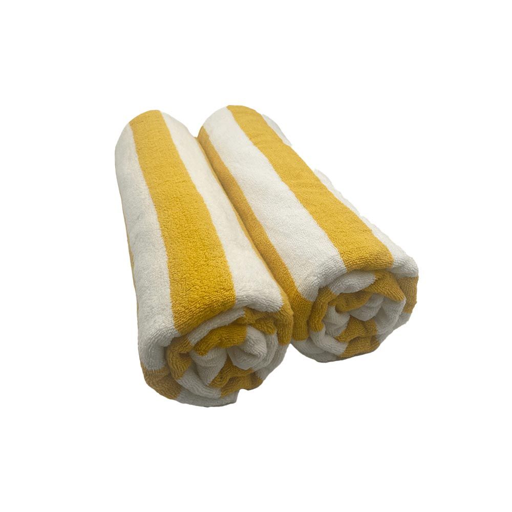 BYFT - Petunia Cabana Striped Cotton Pool Towel - Yellow/White - 2pcs