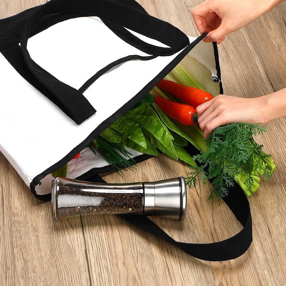 BYFT - Natural Cotton Canvas Tote Bag With Black Tape Handles