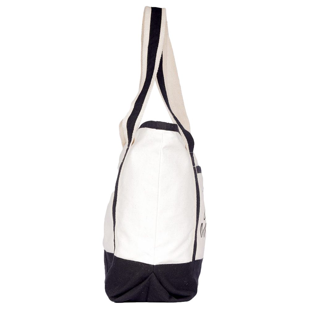 BYFT - Vacay Mode Canvas Bag With Black Tape - White