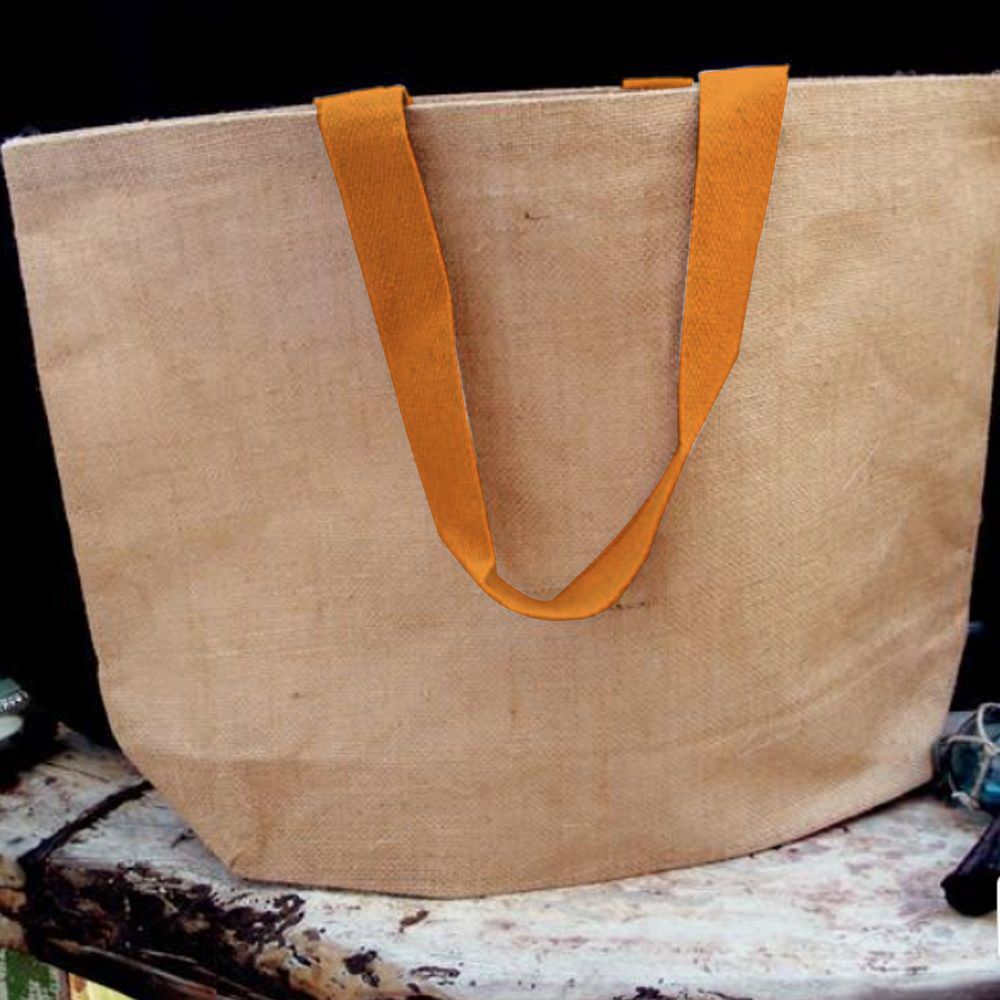 BYFT - Natural Jute Bag With Orange Handle - Hello Beautiful