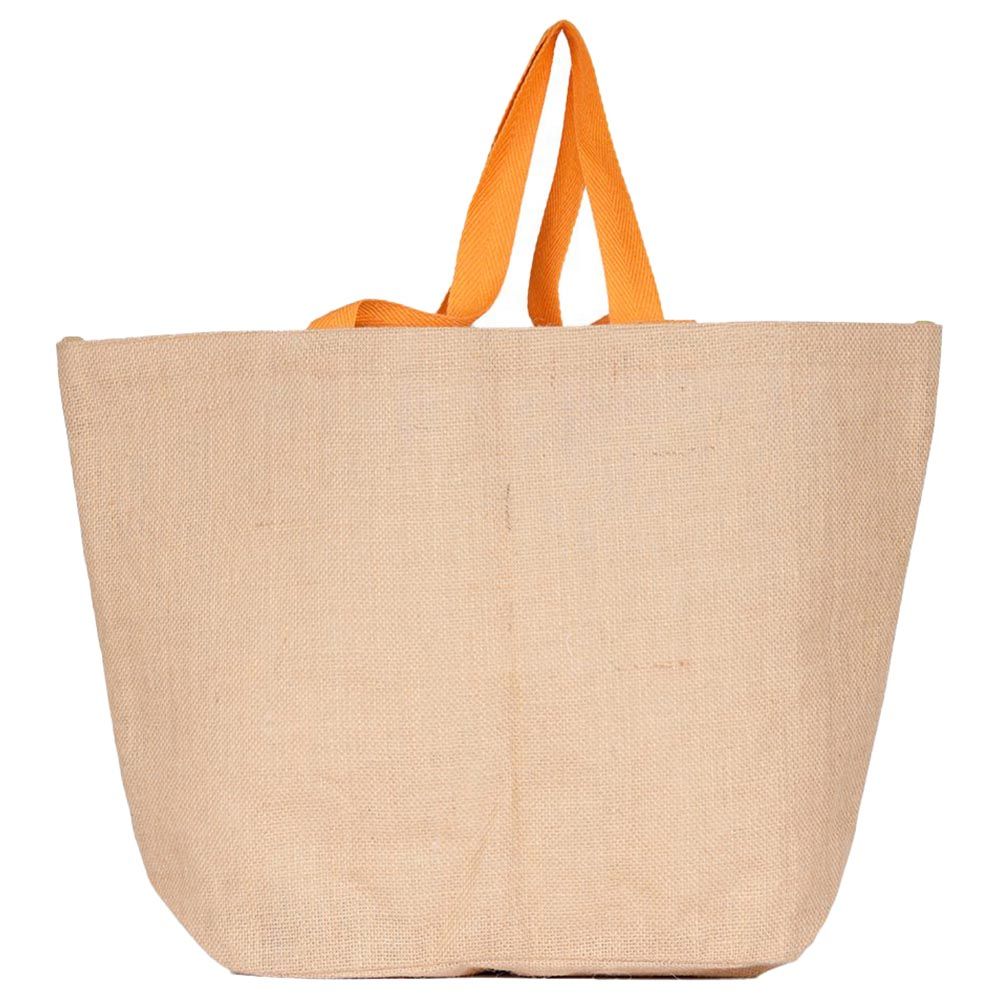 BYFT - Natural Jute Bag With Orange Handle - Hello Beautiful