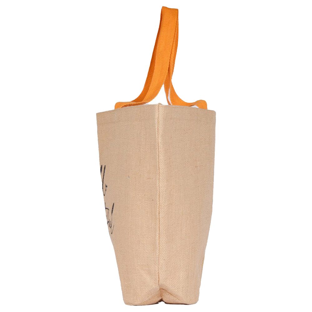 BYFT - Natural Jute Bag With Orange Handle - Hello Beautiful