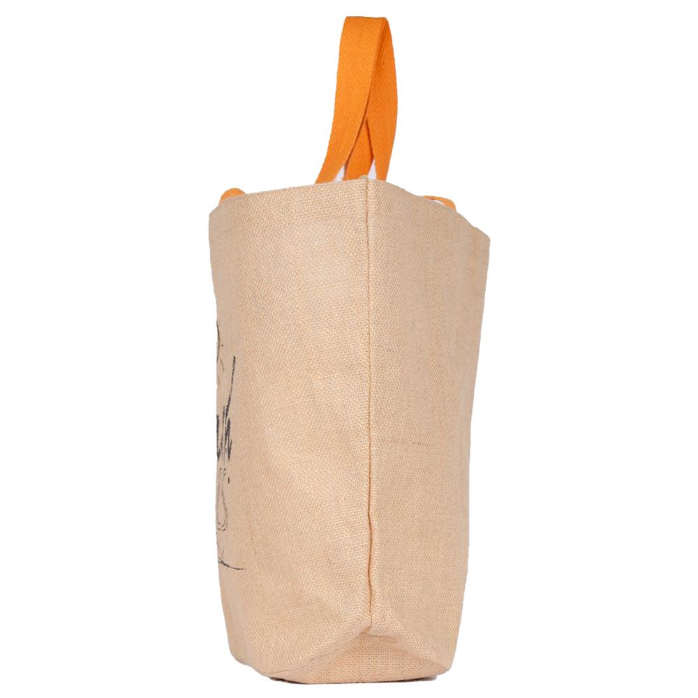 BYFT - Natural Jute Bag With Orange Handle - Beach Vibes