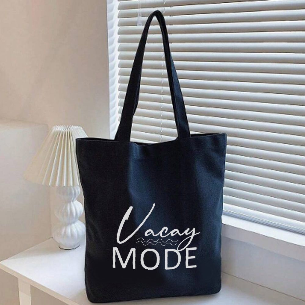 BYFT - Vacay Mode Cotton Flat Tote Bag - Black