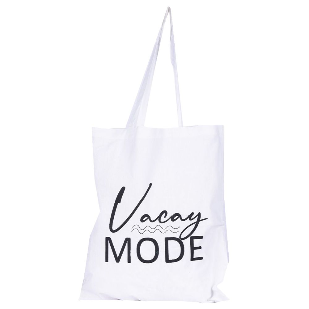 BYFT - Vacay Mode Cotton Flat Tote Bag - White